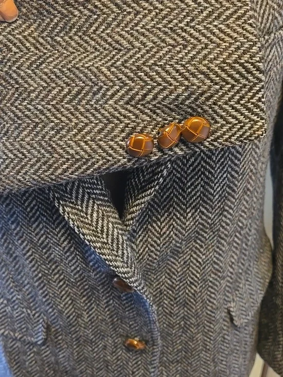 Vintage Union Made Lands End Herringbone Women’s Blazer Jacket Size 12 - Picture 3 of 13